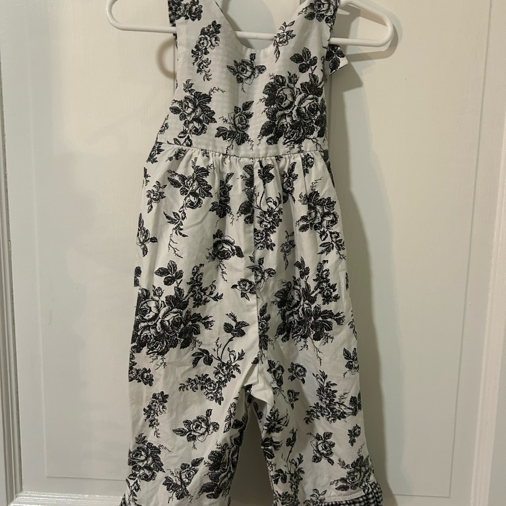 Kelly's Kids Black and White Floral Jumpsuit